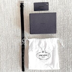 Prada Black Leather Dog Collar with Original Box & Dust Bag!